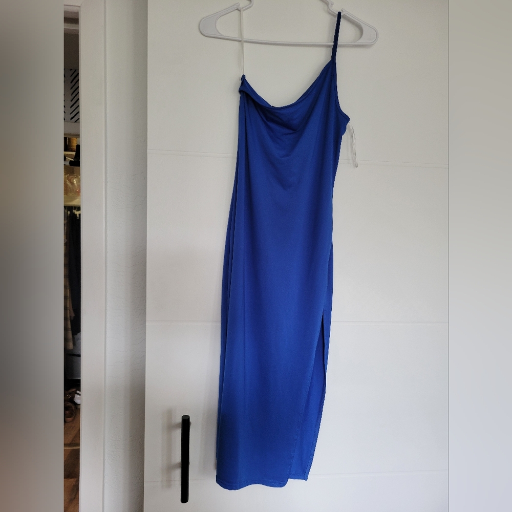 SHEIN Blue Asymmetrical Sheath Cocktail Dress